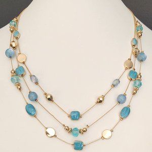 Charming Charlie 3 strand blue and gold necklace